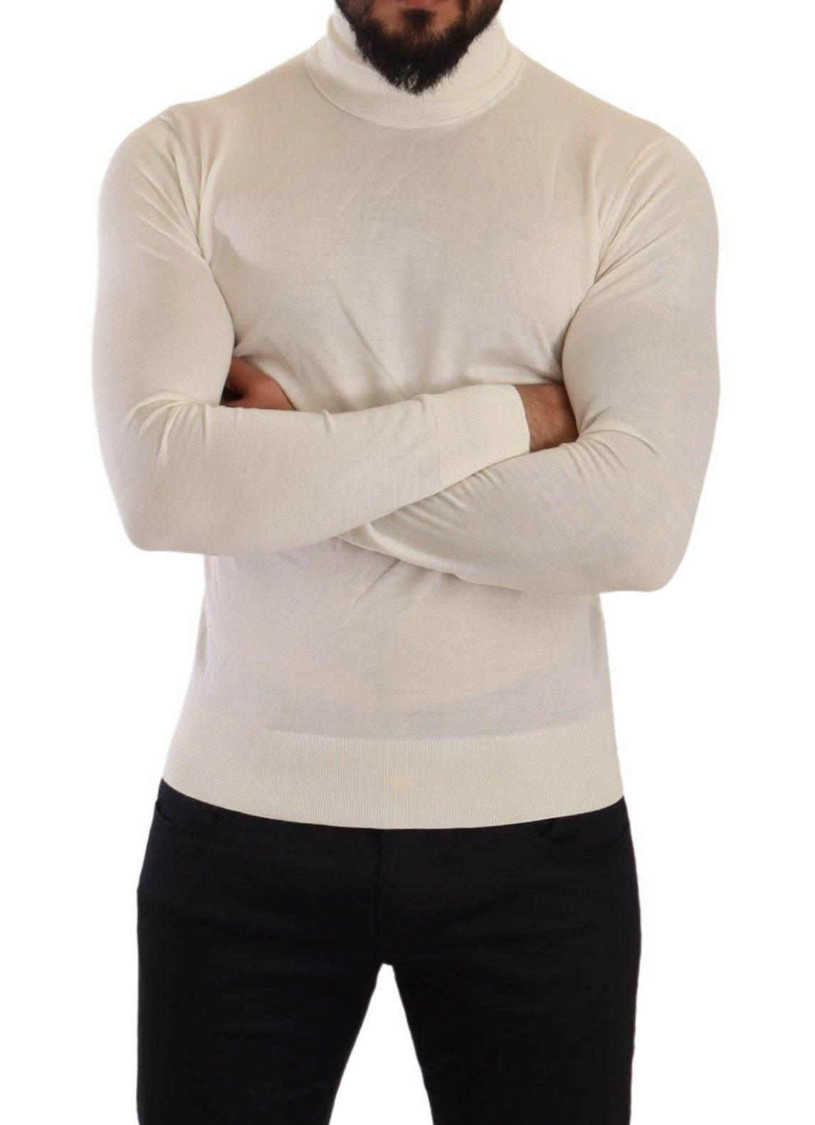Dolce & Gabbana Cream Cashmere Turtleneck Pullover Sweater - Hilstor