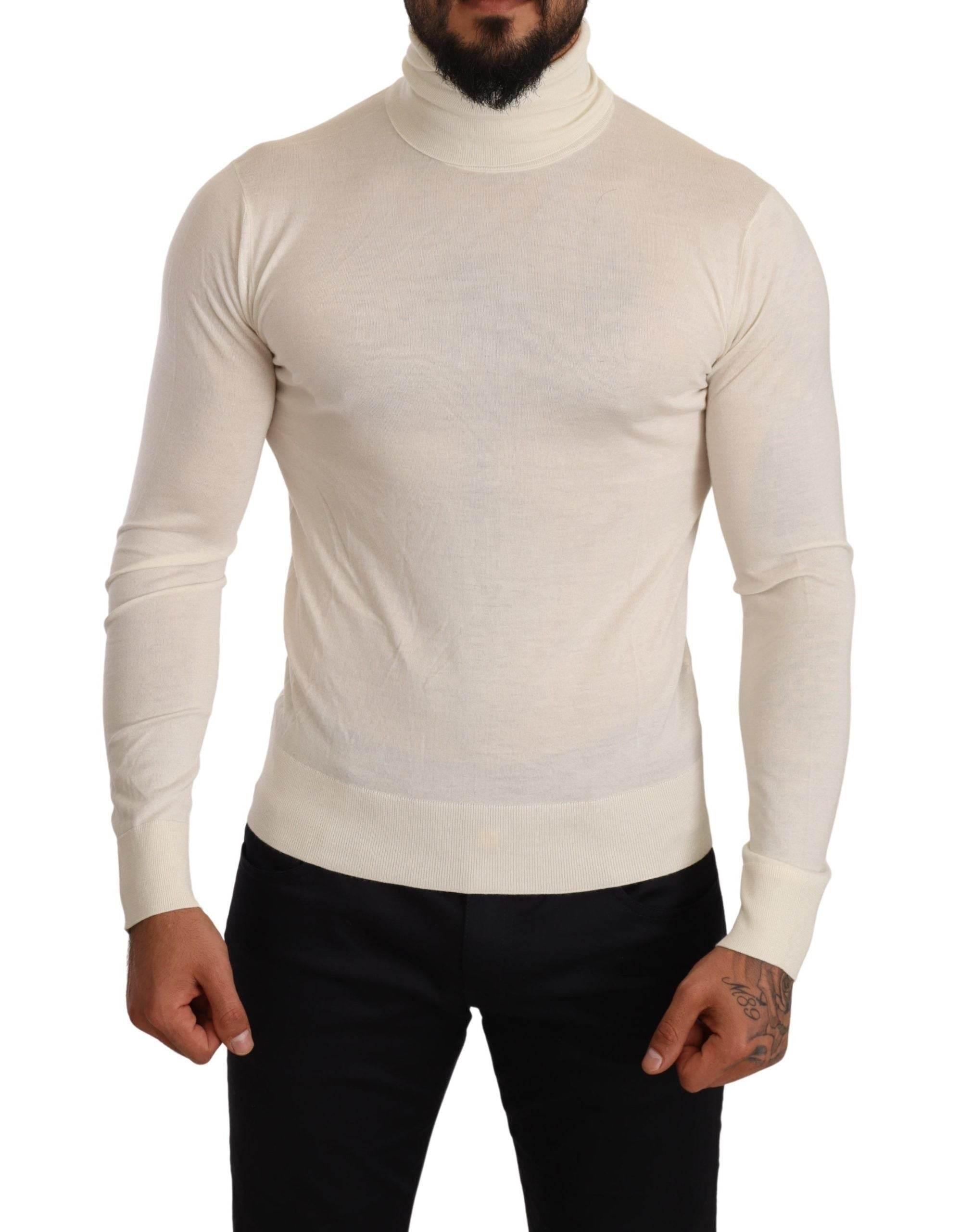 Dolce & Gabbana Cream Cashmere Turtleneck Pullover Sweater - Hilstor