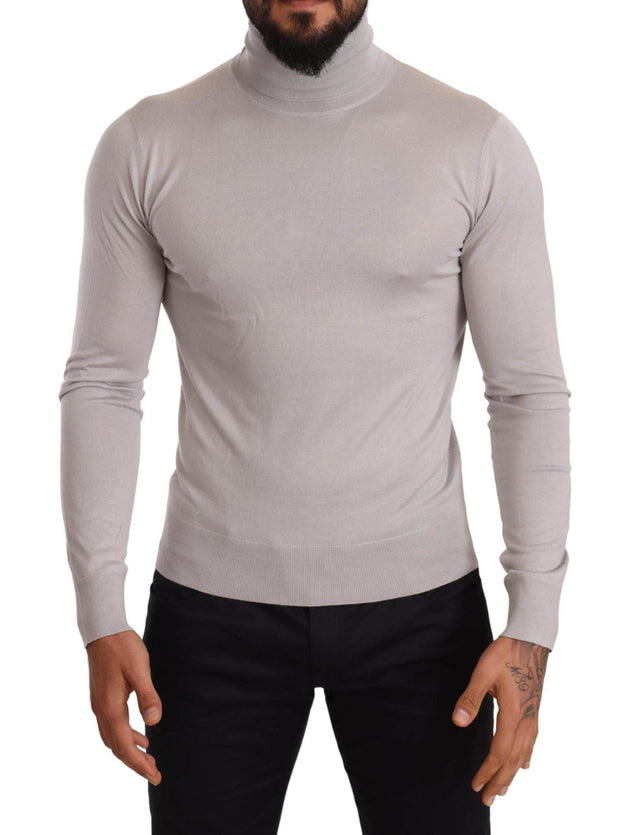 Dolce & Gabbana Gray Cashmere Turtleneck Pullover Sweater - Hilstor