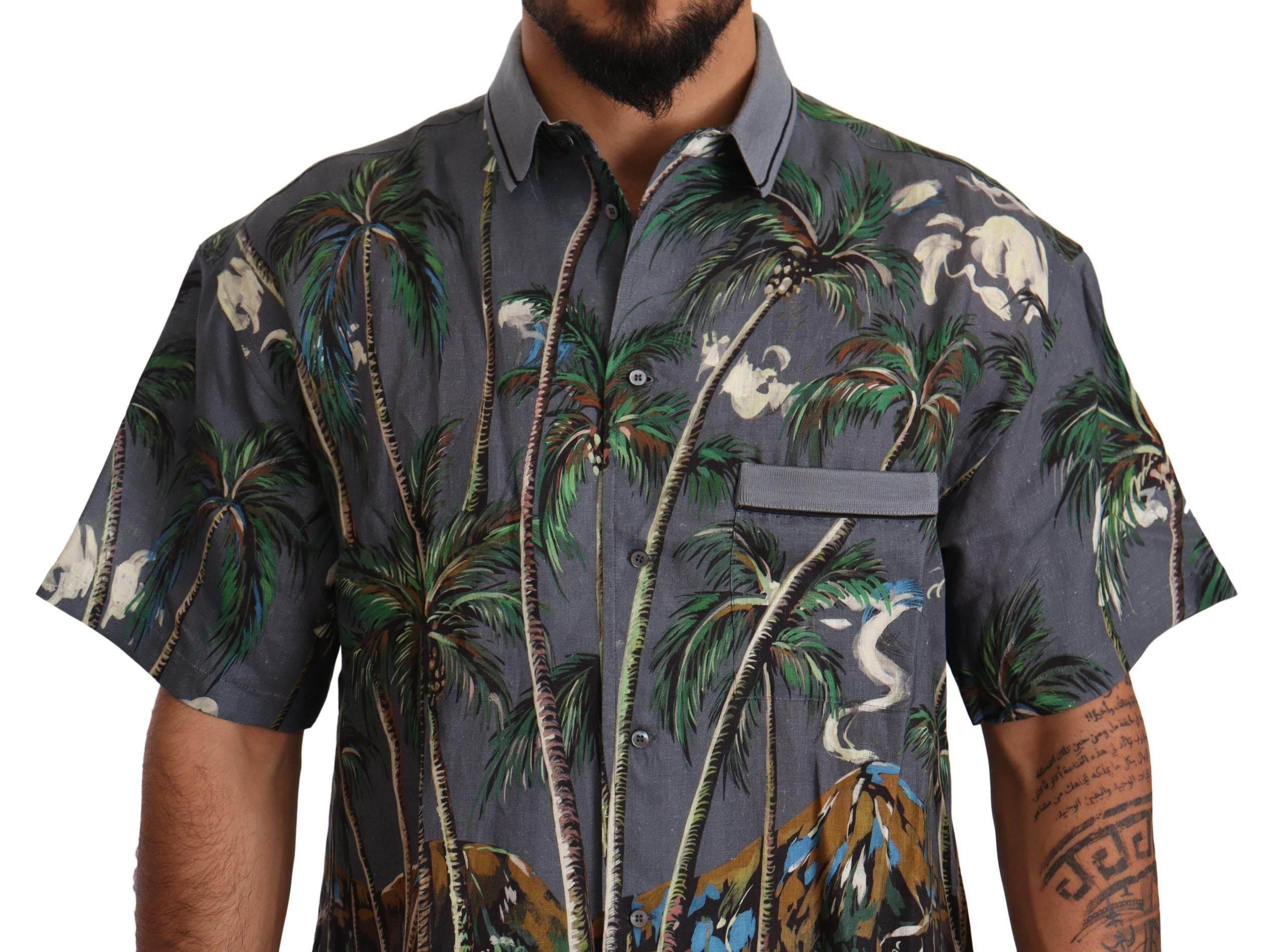 Dolce & Gabbana Tropical Elegance Linen Silk Men's Shirt - Hilstor