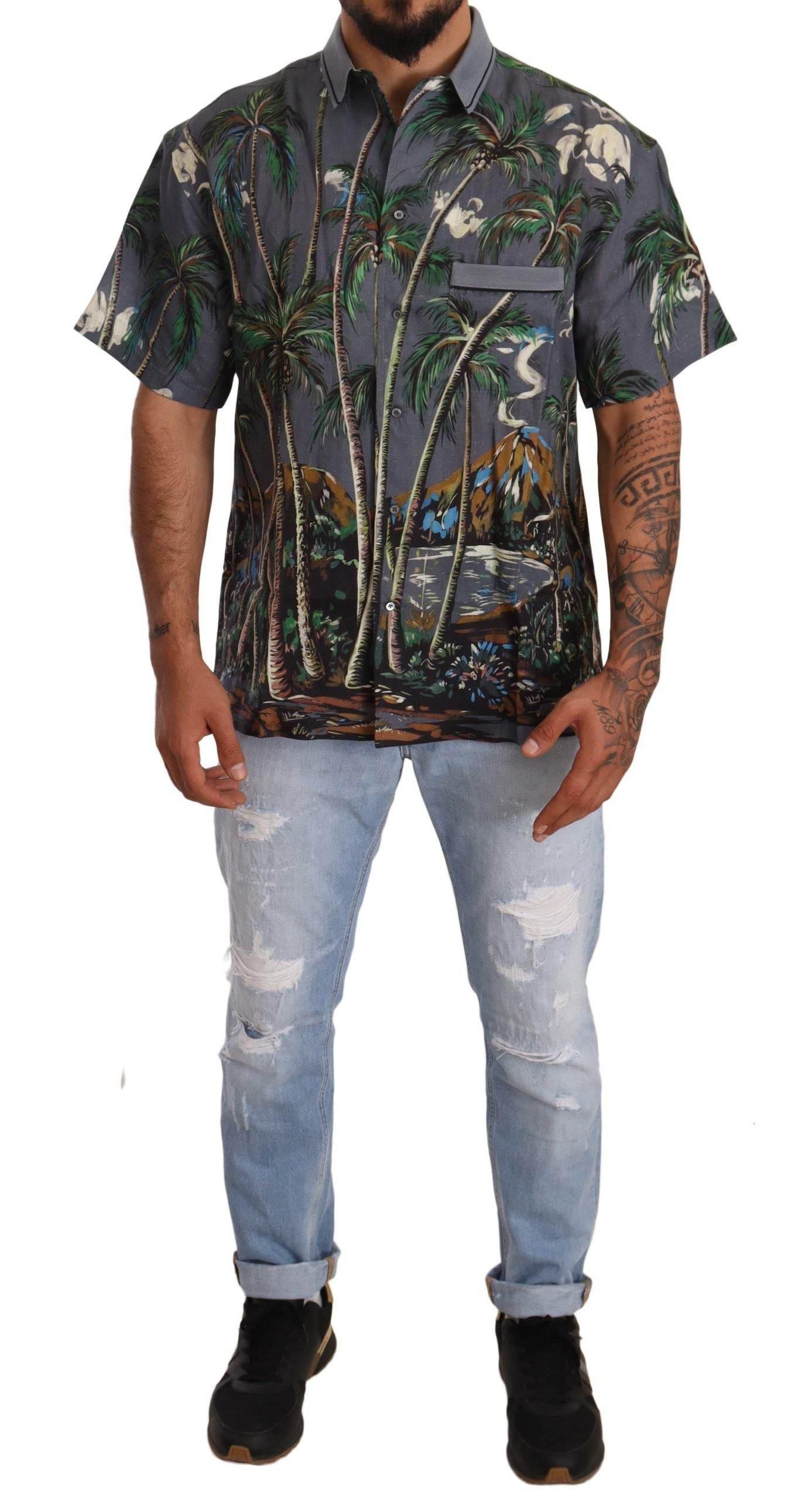 Dolce & Gabbana Tropical Elegance Linen Silk Men's Shirt - Hilstor