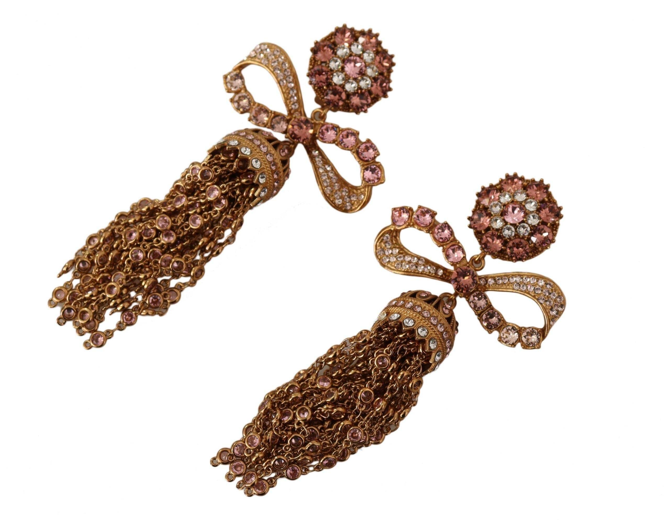 Dolce & Gabbana Elegant Antique Gold Bow Earrings - Hilstor