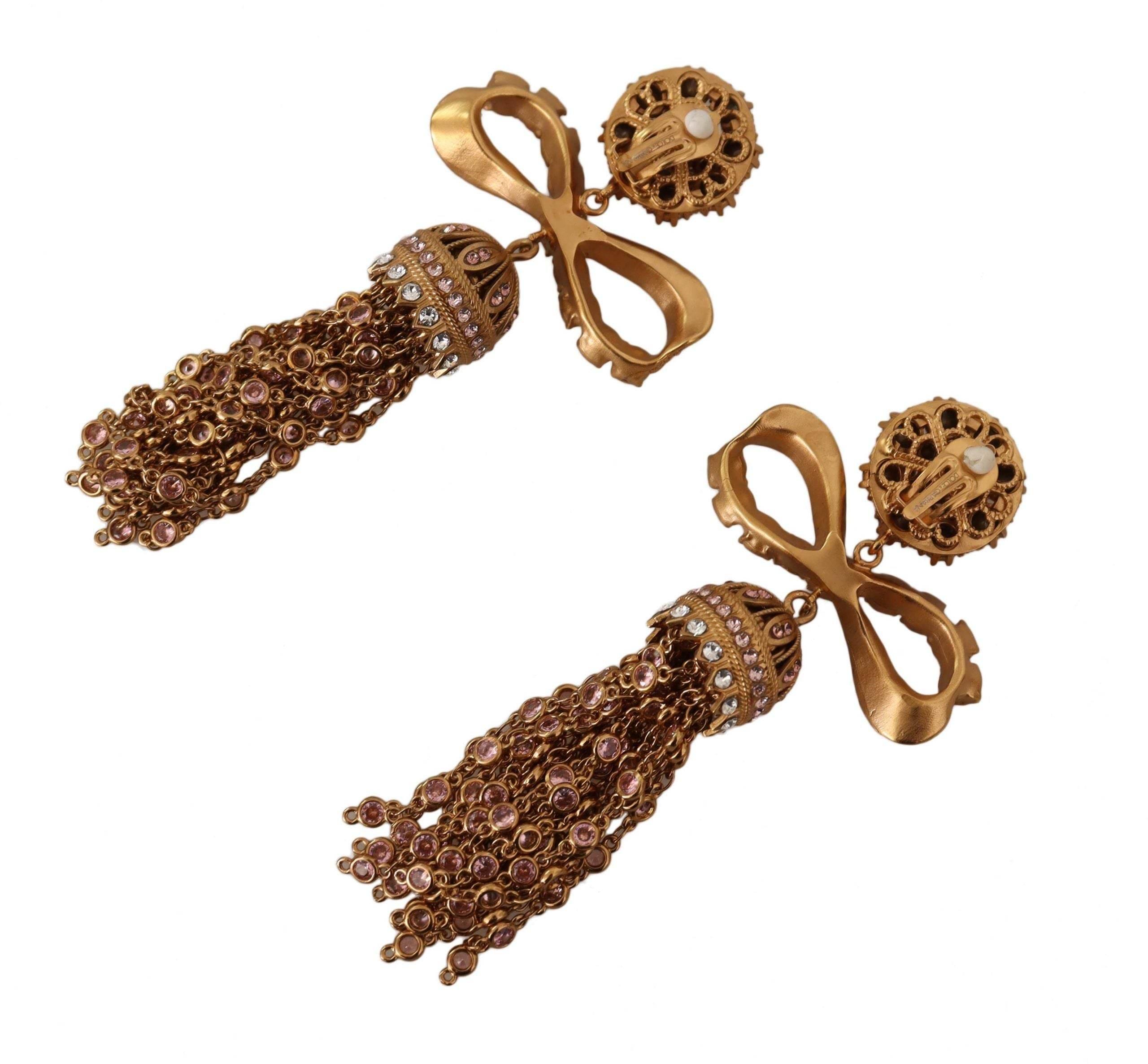 Dolce & Gabbana Elegant Antique Gold Bow Earrings - Hilstor