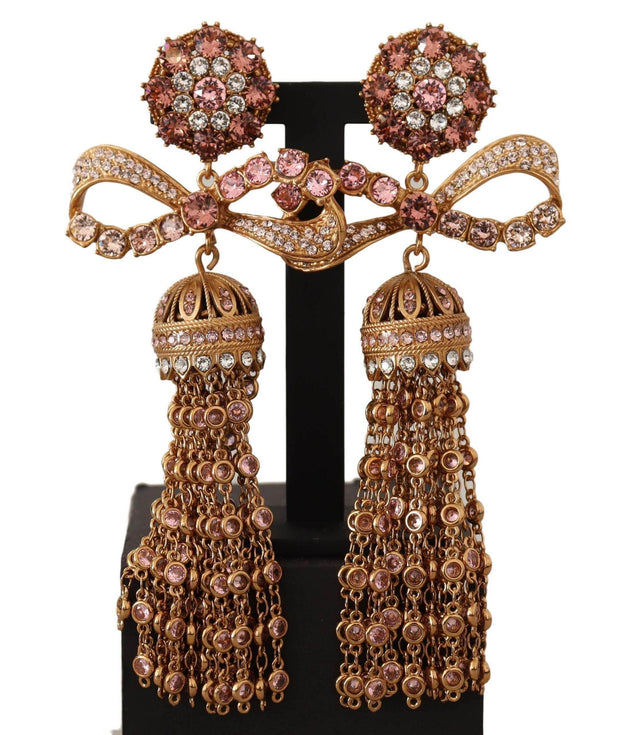 Dolce & Gabbana Elegant Antique Gold Bow Earrings - Hilstor
