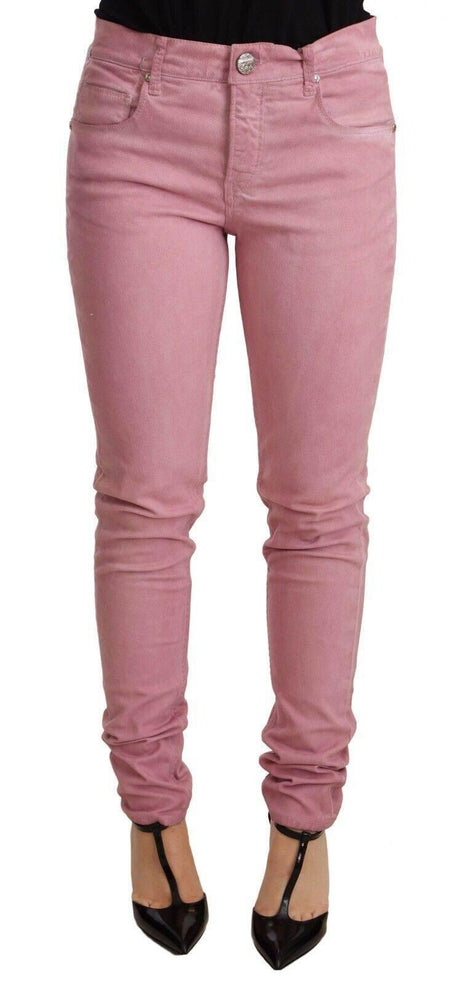 Acht Pink Cotton Slim Fit Women Denim Skinny Pants - Hilstor