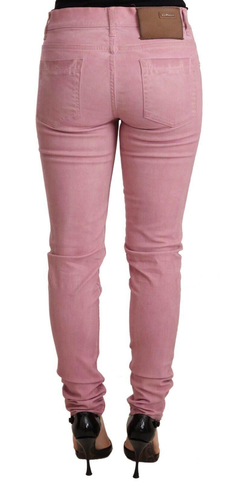 Acht Pink Cotton Slim Fit Women Denim Skinny Pants - Hilstor