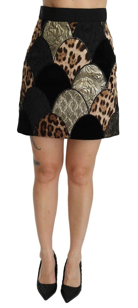 Dolce & Gabbana High-Waisted Leopard Print Skirt - Hilstor
