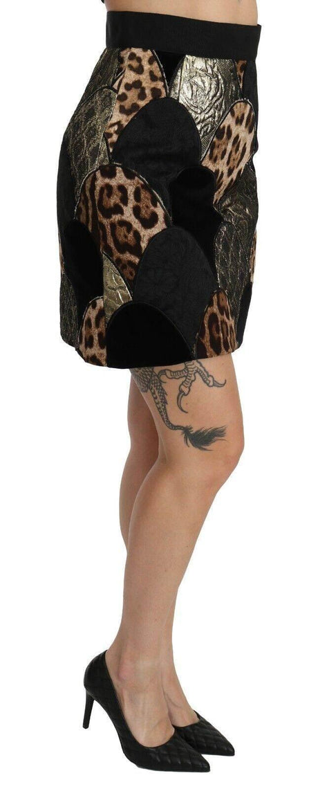 Dolce & Gabbana High-Waisted Leopard Print Skirt - Hilstor