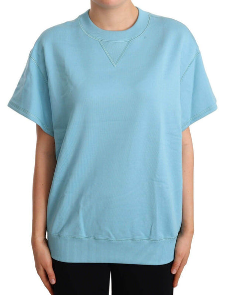 Dolce & Gabbana Blue Cotton Short Sleeves Crew Neck Top - Hilstor