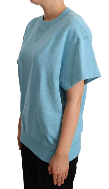 Dolce & Gabbana Blue Cotton Short Sleeves Crew Neck Top - Hilstor