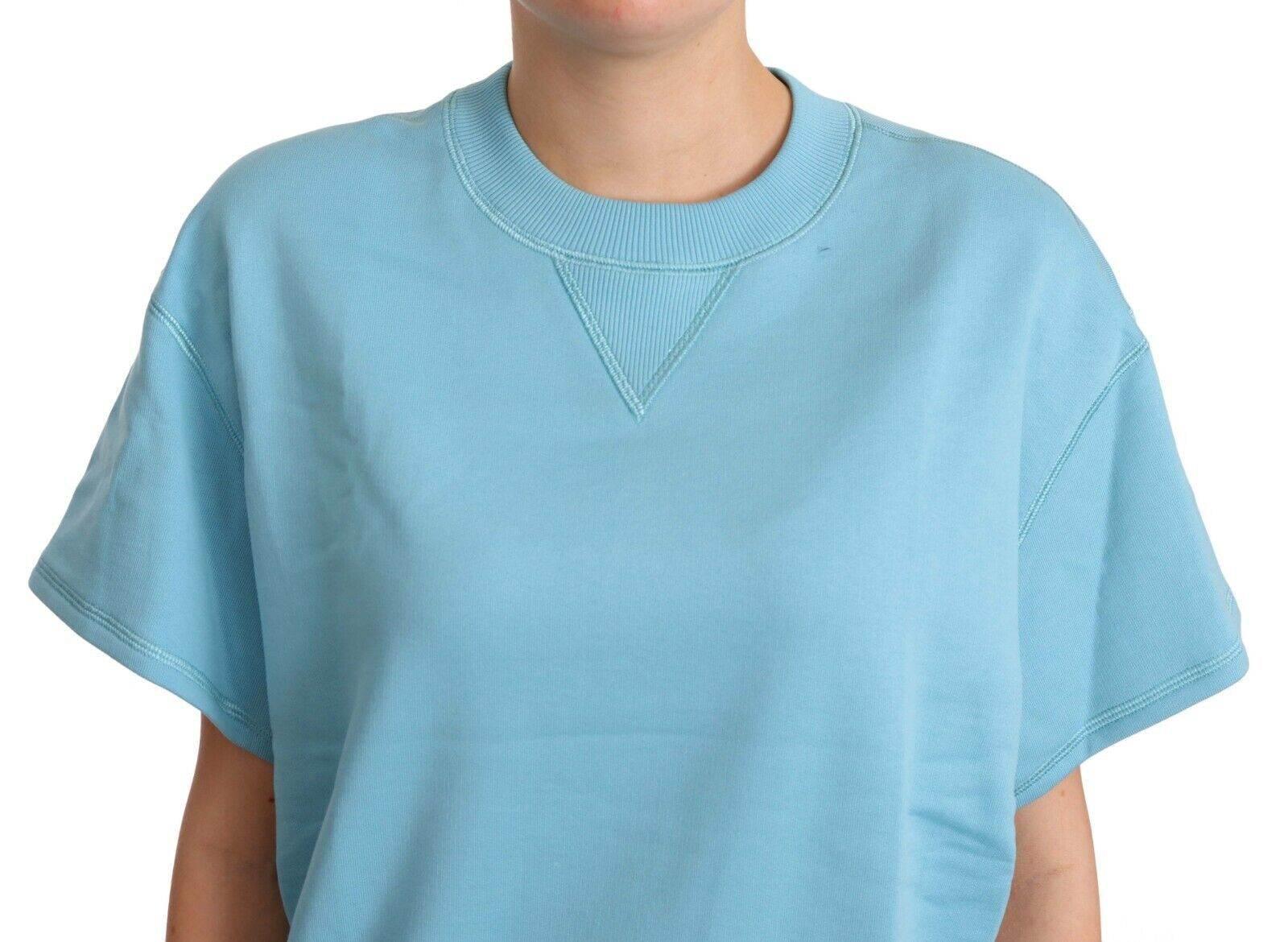 Dolce & Gabbana Blue Cotton Short Sleeves Crew Neck Top - Hilstor