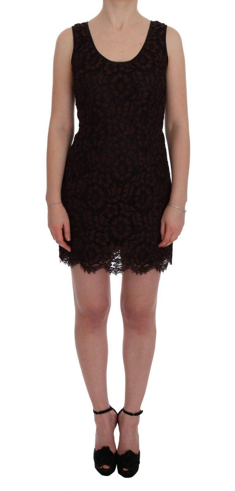 Dolce & Gabbana Bordeaux Floral Lace Ricamo Sheath Dress - Hilstor