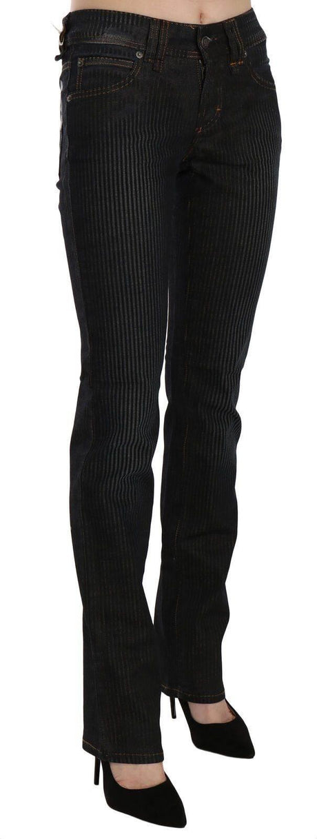 John Galliano Black Mid Waist Slim Fit Corduroy Denim Casual Pants - Hilstor