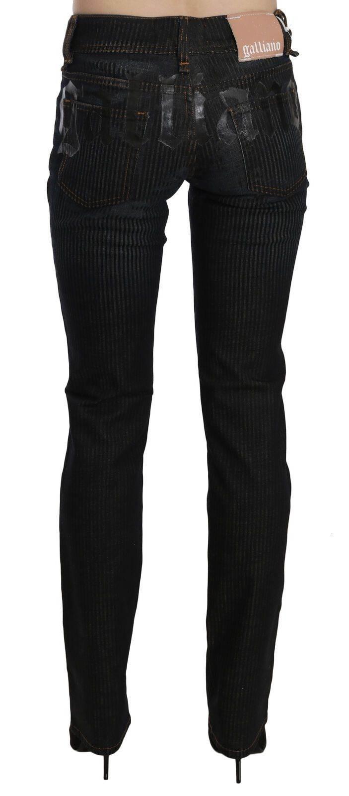 John Galliano Black Mid Waist Slim Fit Corduroy Denim Casual Pants - Hilstor