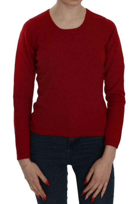 MILA SCHÖN Red Round Neck Pullover Cashmere Sweater - Hilstor