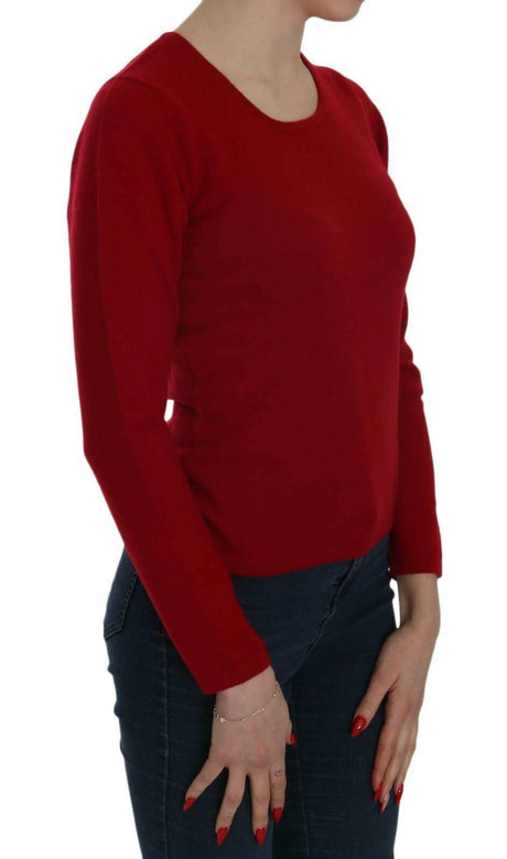 MILA SCHÖN Red Round Neck Pullover Cashmere Sweater - Hilstor