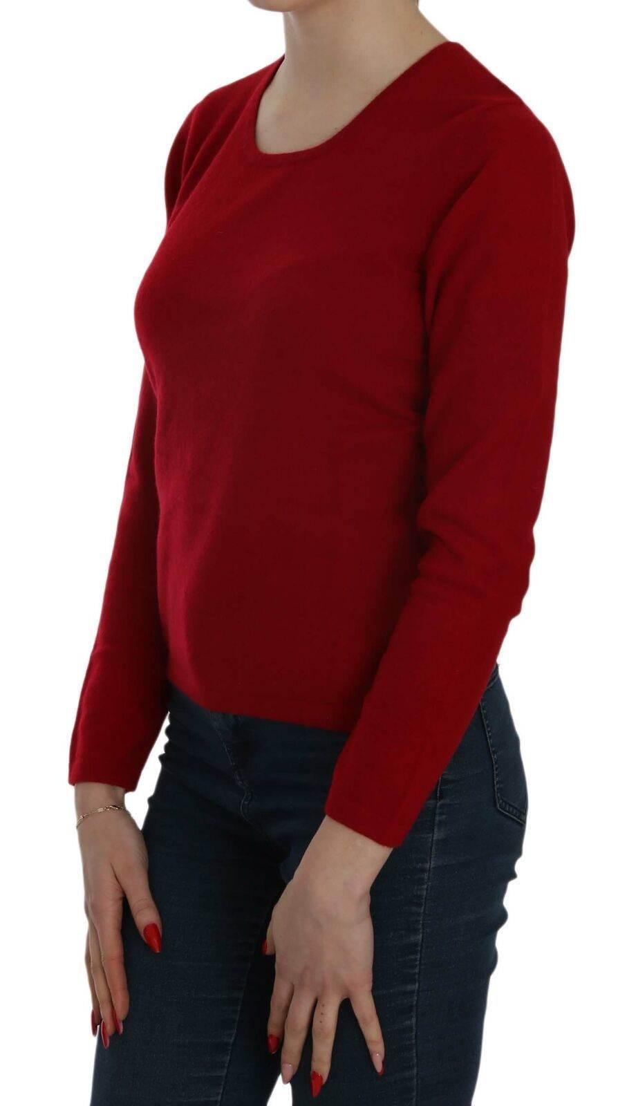 MILA SCHÖN Red Round Neck Pullover Cashmere Sweater - Hilstor