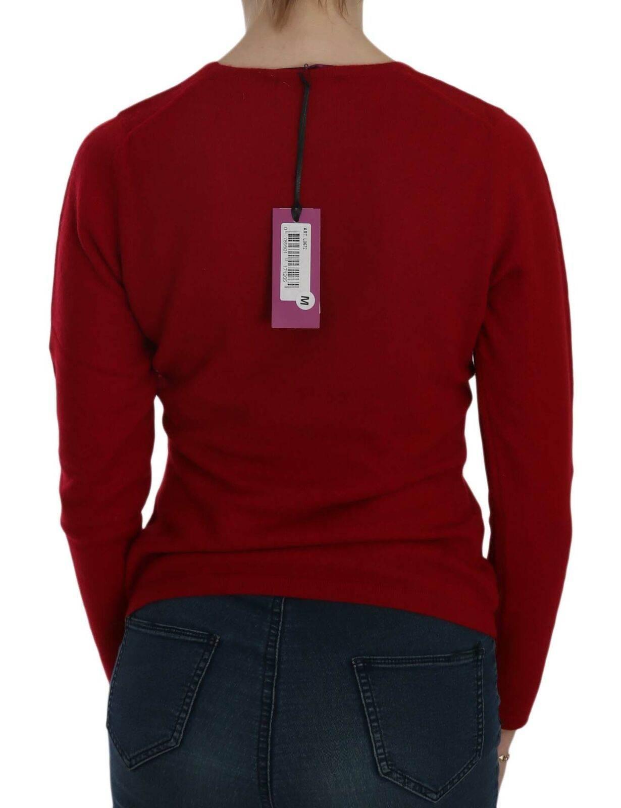 MILA SCHÖN Red Round Neck Pullover Cashmere Sweater - Hilstor