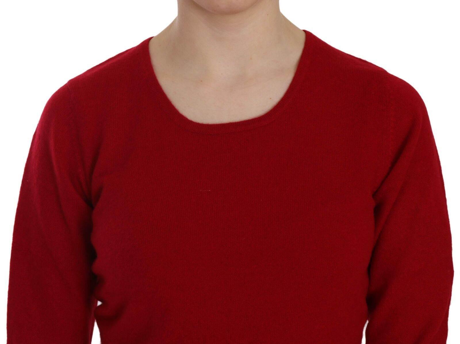 MILA SCHÖN Red Round Neck Pullover Cashmere Sweater - Hilstor