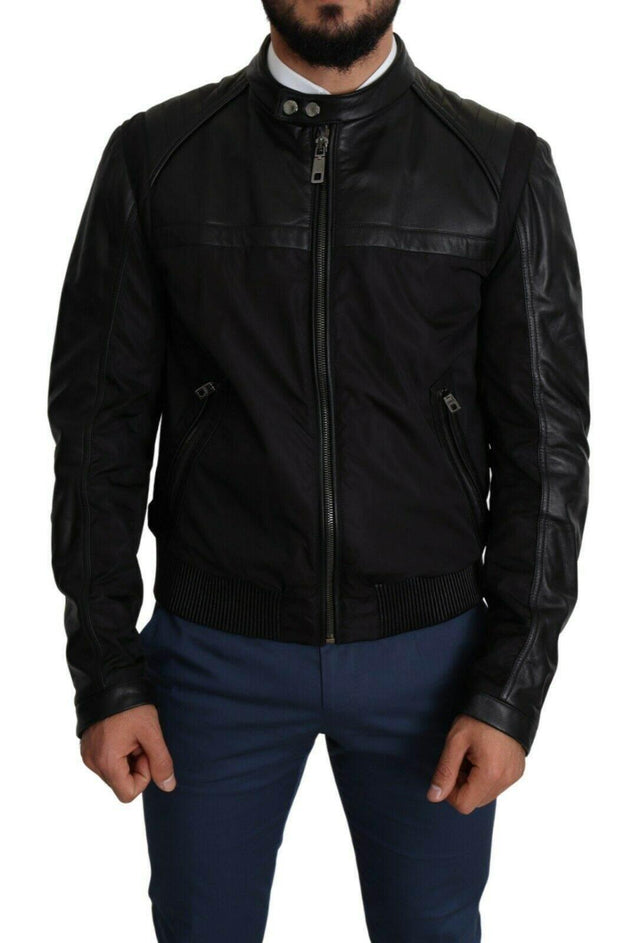Dolce & Gabbana Black Nylon Full Zip Men Bomber Coat Jacket - Hilstor