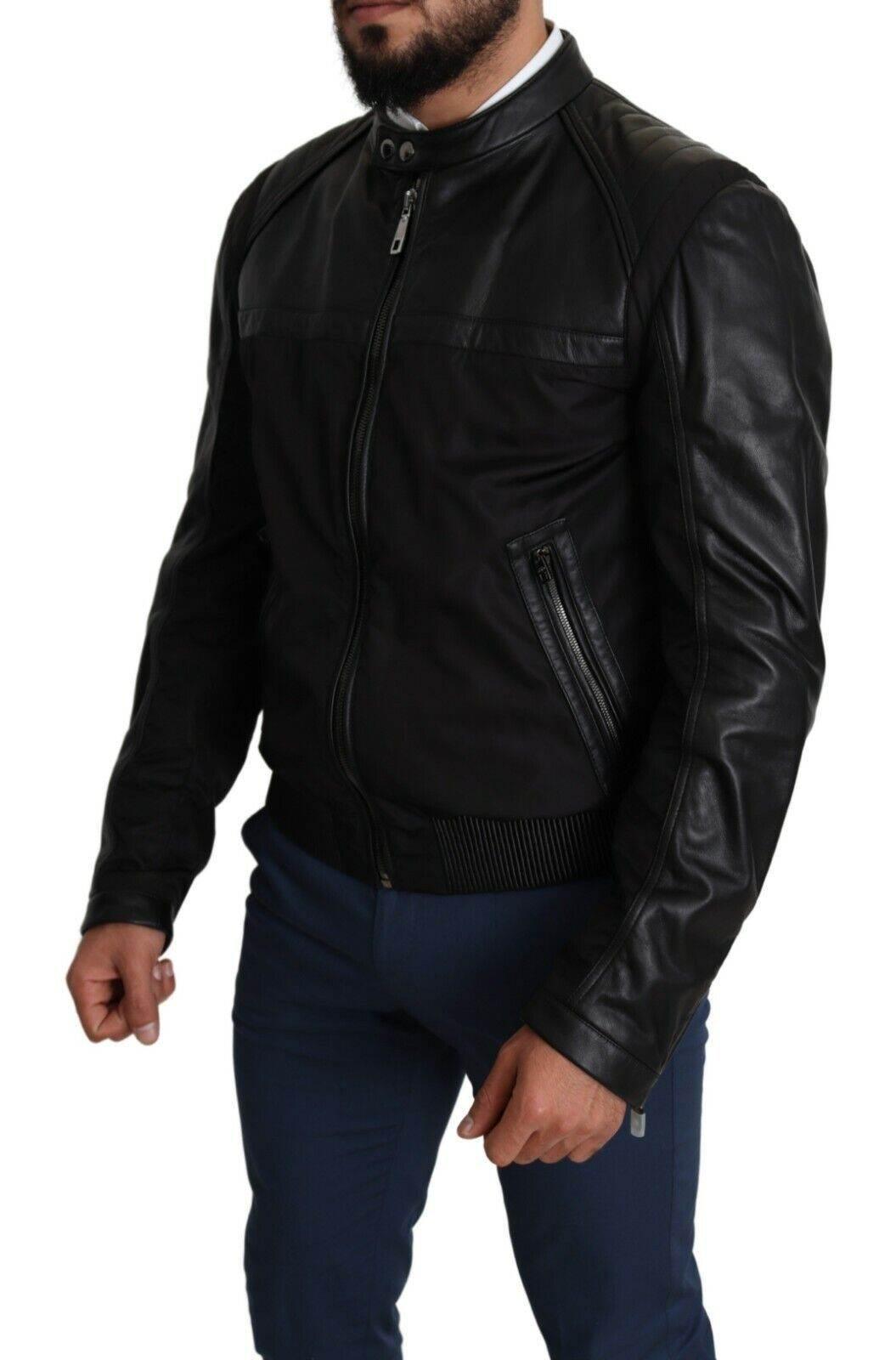 Dolce & Gabbana Black Nylon Full Zip Men Bomber Coat Jacket - Hilstor