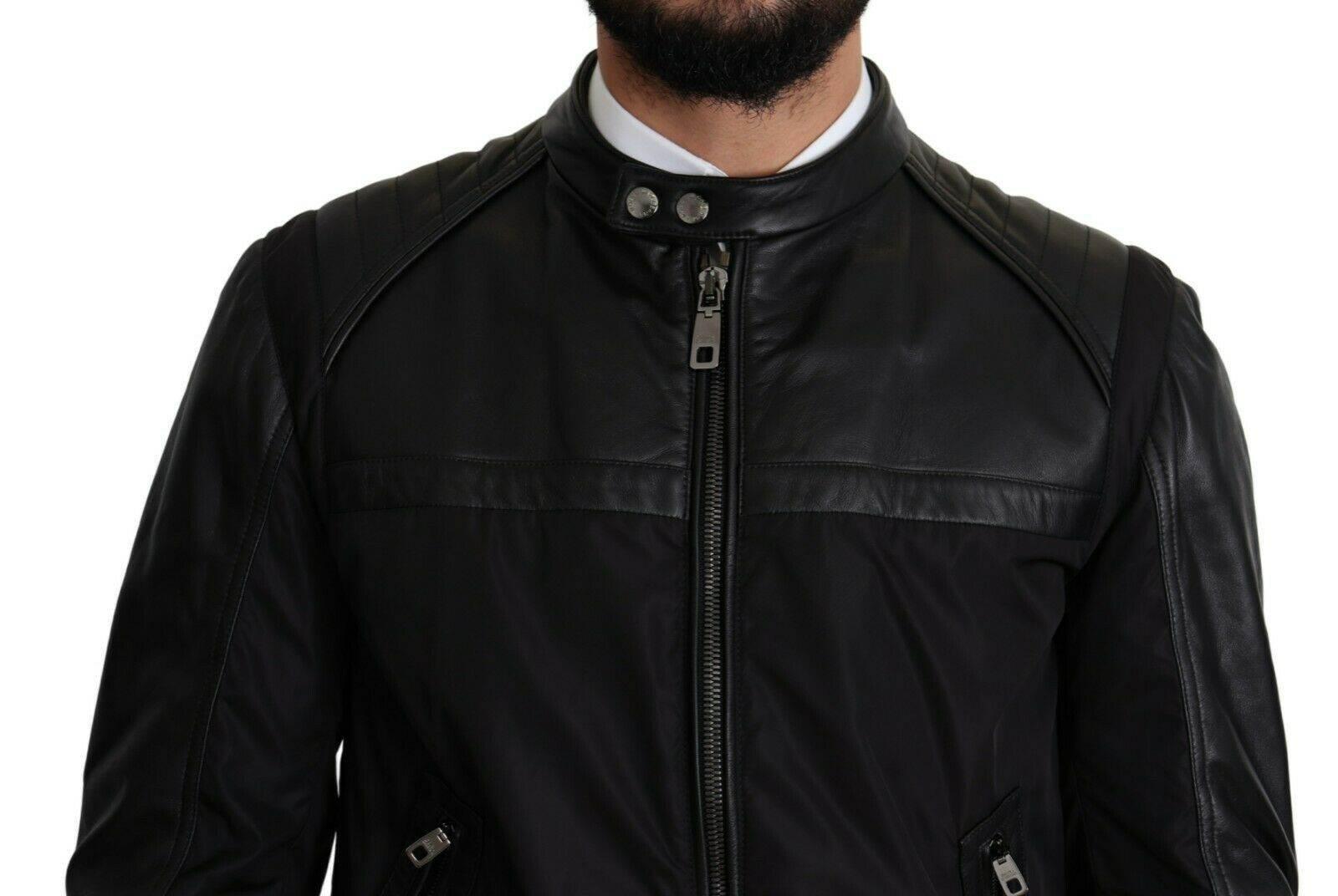 Dolce & Gabbana Black Nylon Full Zip Men Bomber Coat Jacket - Hilstor