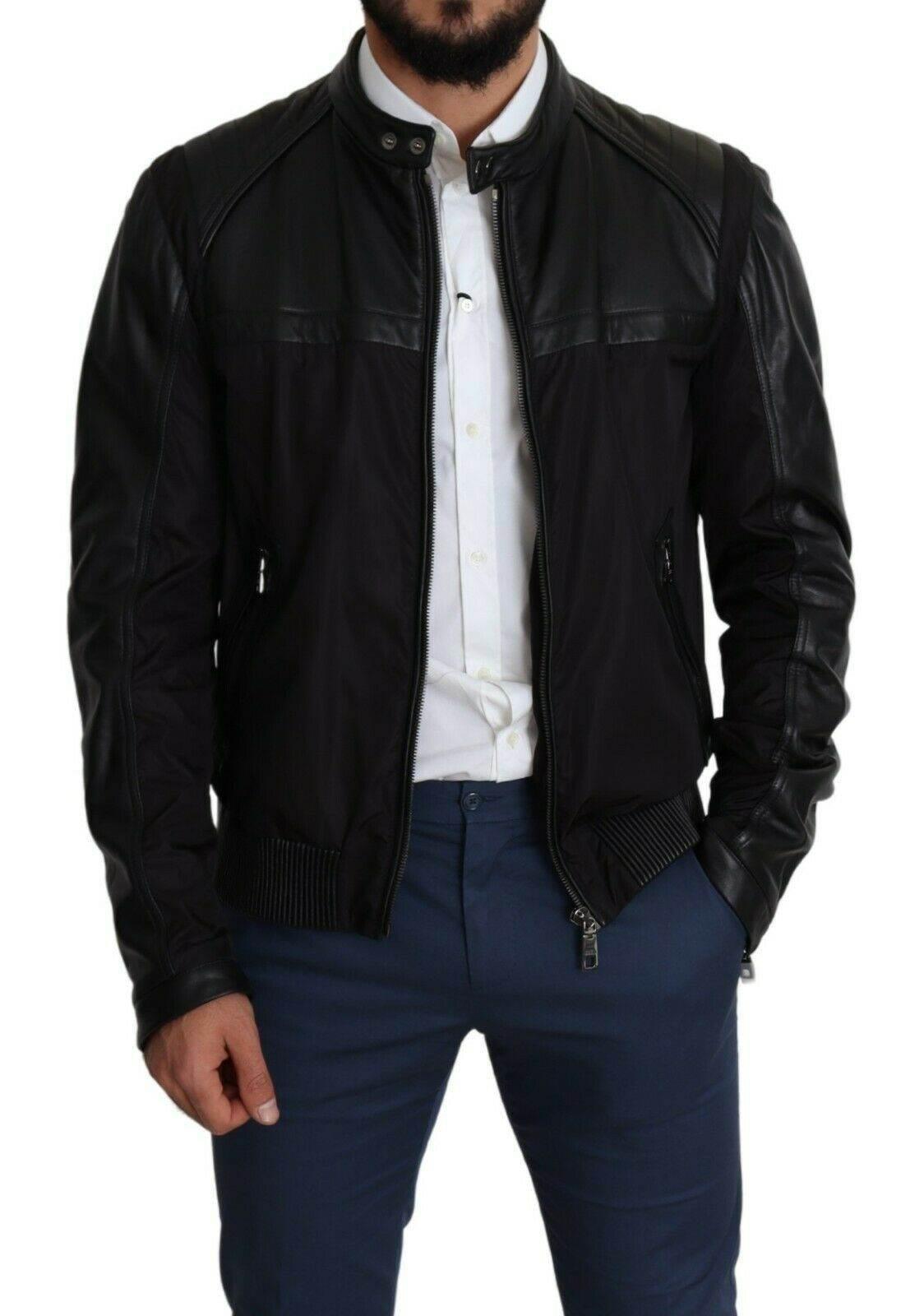 Dolce & Gabbana Black Nylon Full Zip Men Bomber Coat Jacket - Hilstor