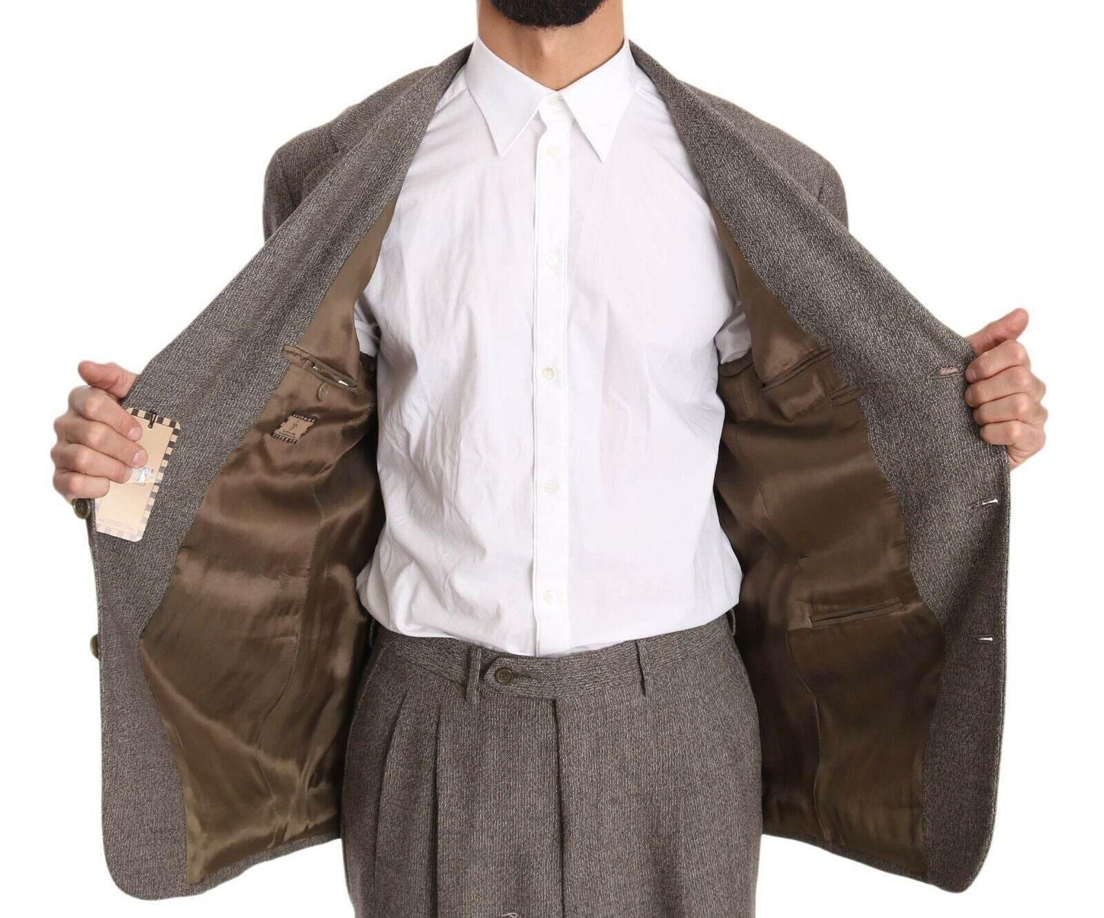 Fendi Brown Wool Regular Single Breasted Suit - Hilstor