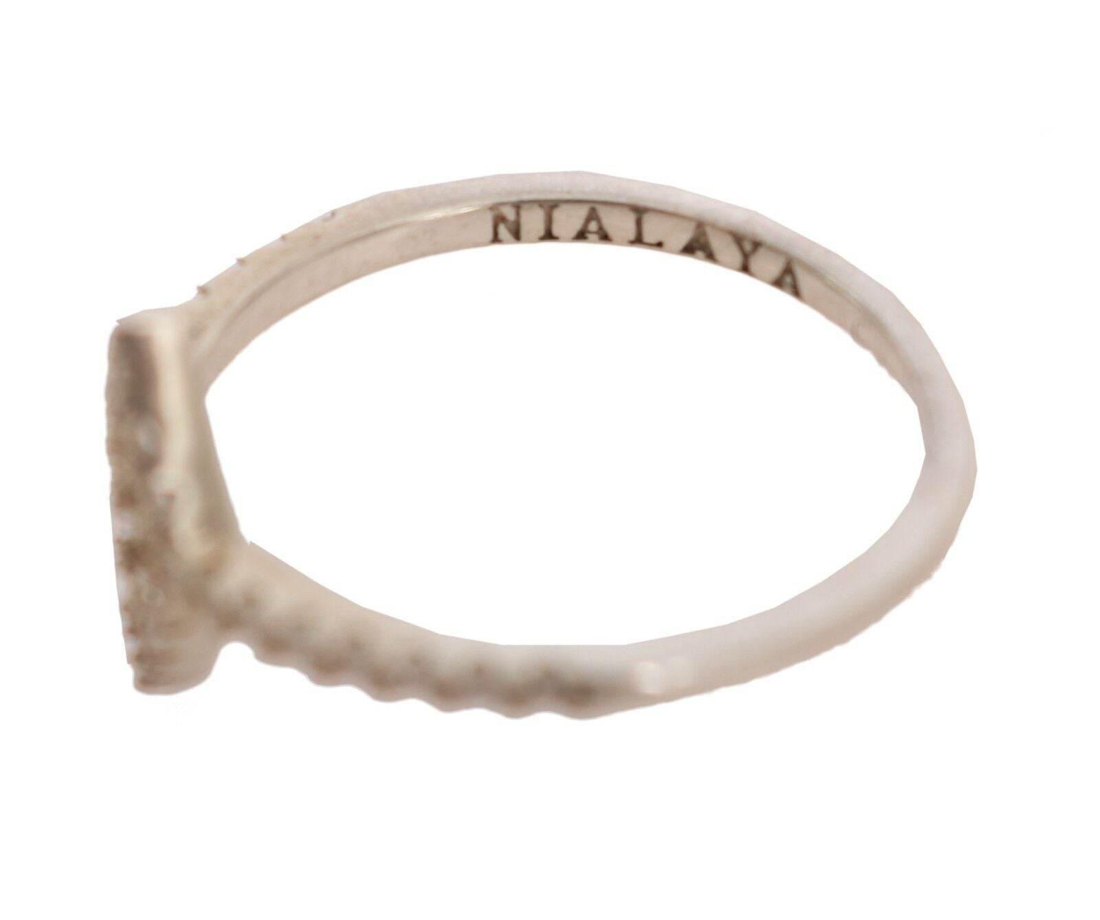 Nialaya Elegant Silver CZ Crystal Studded Ring - Hilstor