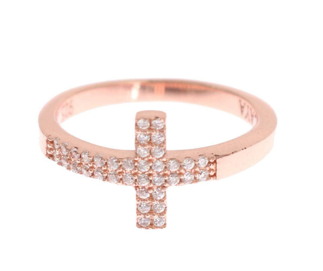 Nialaya Elegant Pink Crystal Encrusted Silver Ring - Hilstor