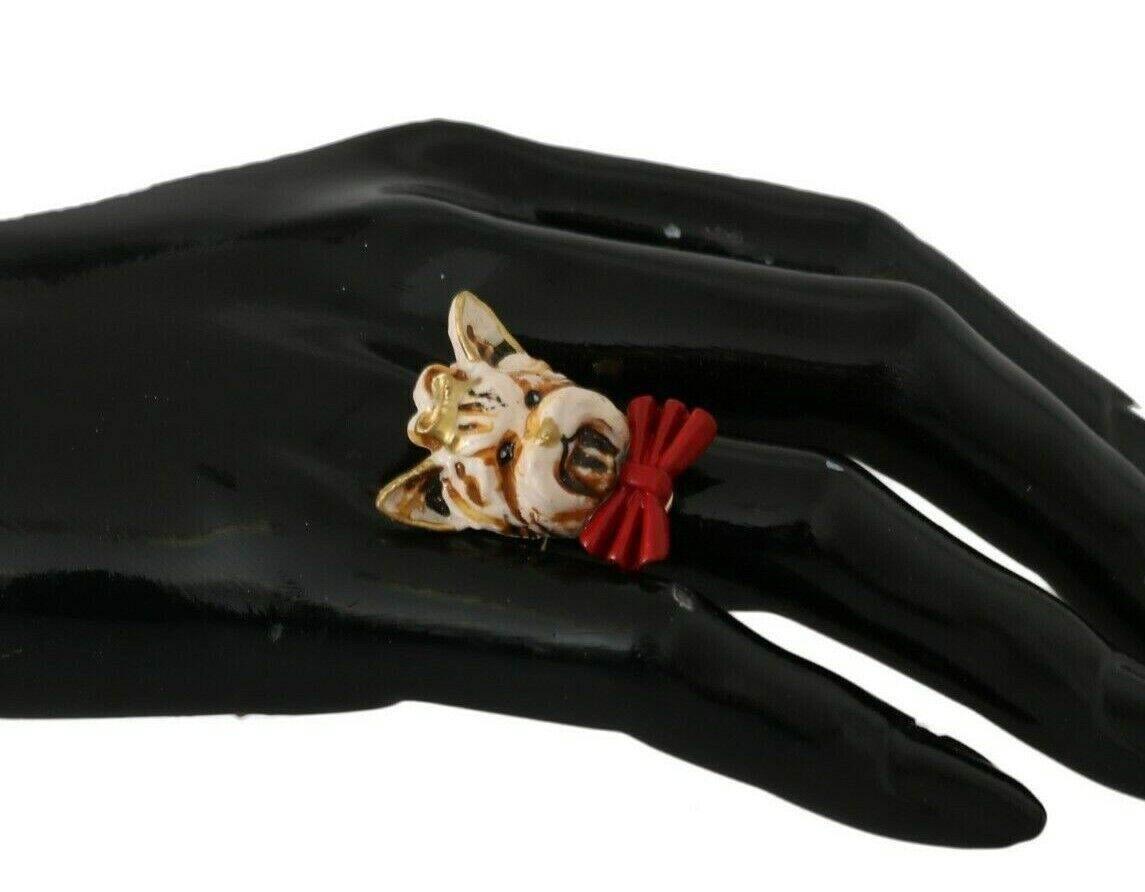 Dolce & Gabbana Elegant Canine-Inspired Gold Tone Ring - Hilstor