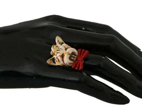 Dolce & Gabbana Elegant Canine-Inspired Gold Tone Ring - Hilstor