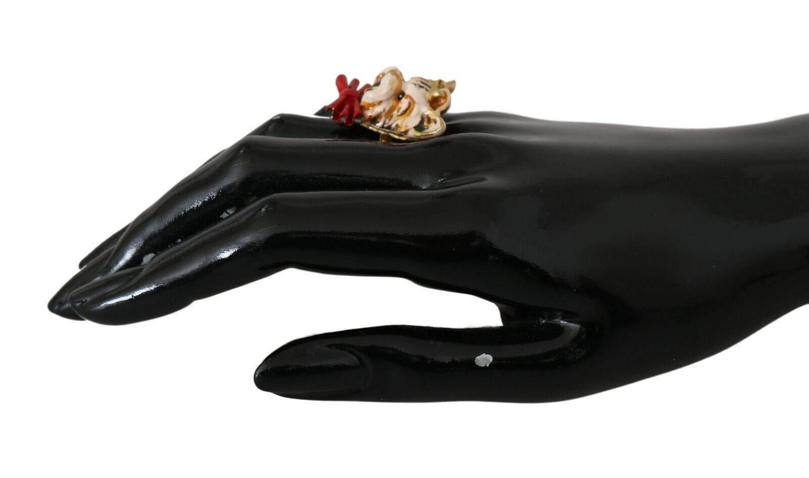 Dolce & Gabbana Elegant Canine-Inspired Gold Tone Ring - Hilstor