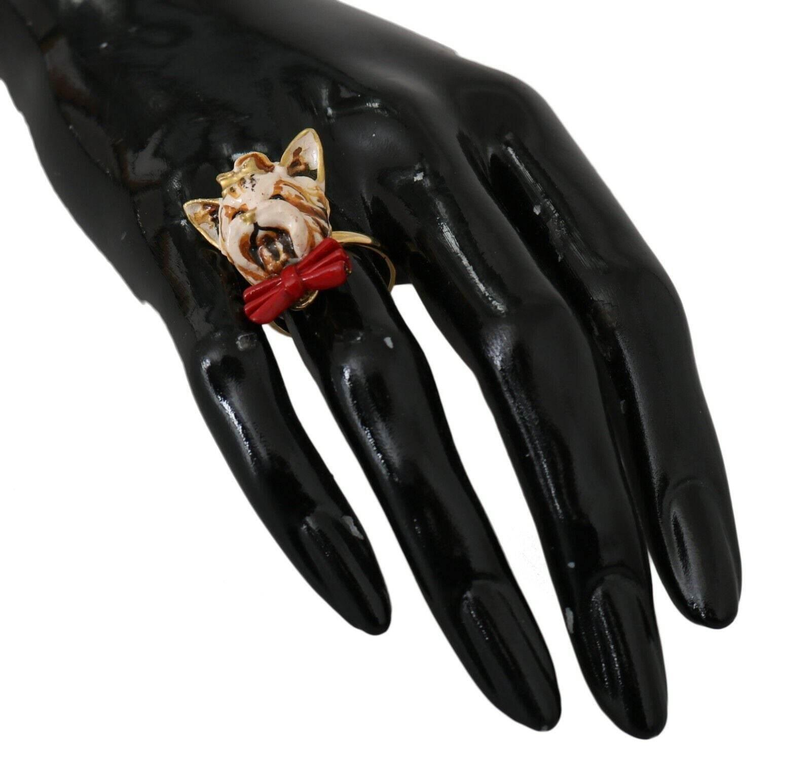 Dolce & Gabbana Elegant Canine-Inspired Gold Tone Ring - Hilstor