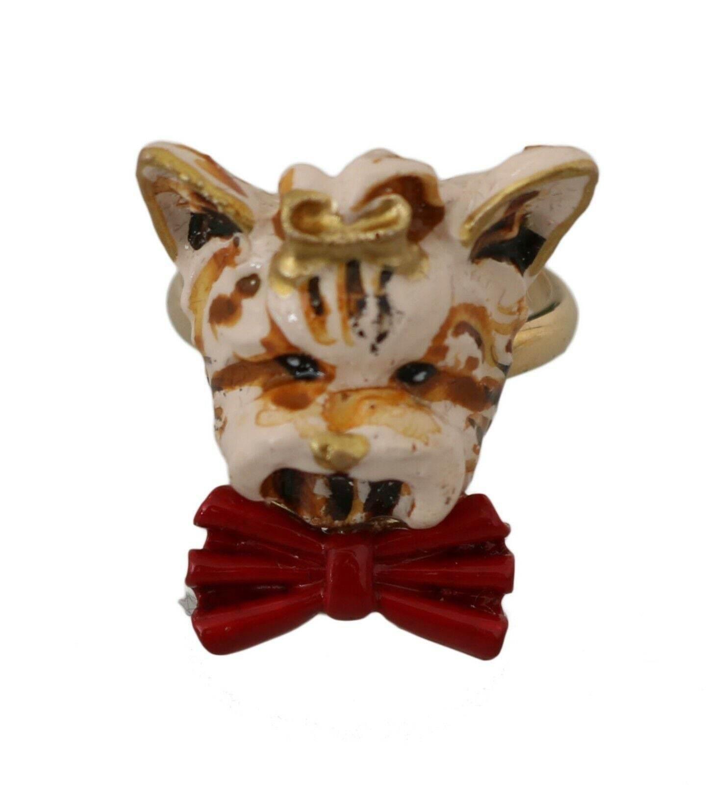 Dolce & Gabbana Elegant Canine-Inspired Gold Tone Ring - Hilstor