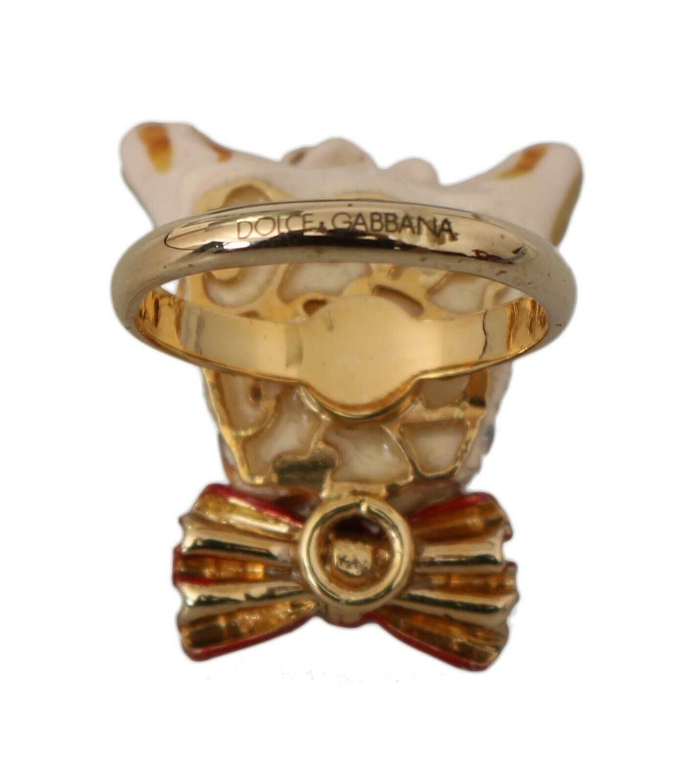 Dolce & Gabbana Elegant Canine-Inspired Gold Tone Ring - Hilstor