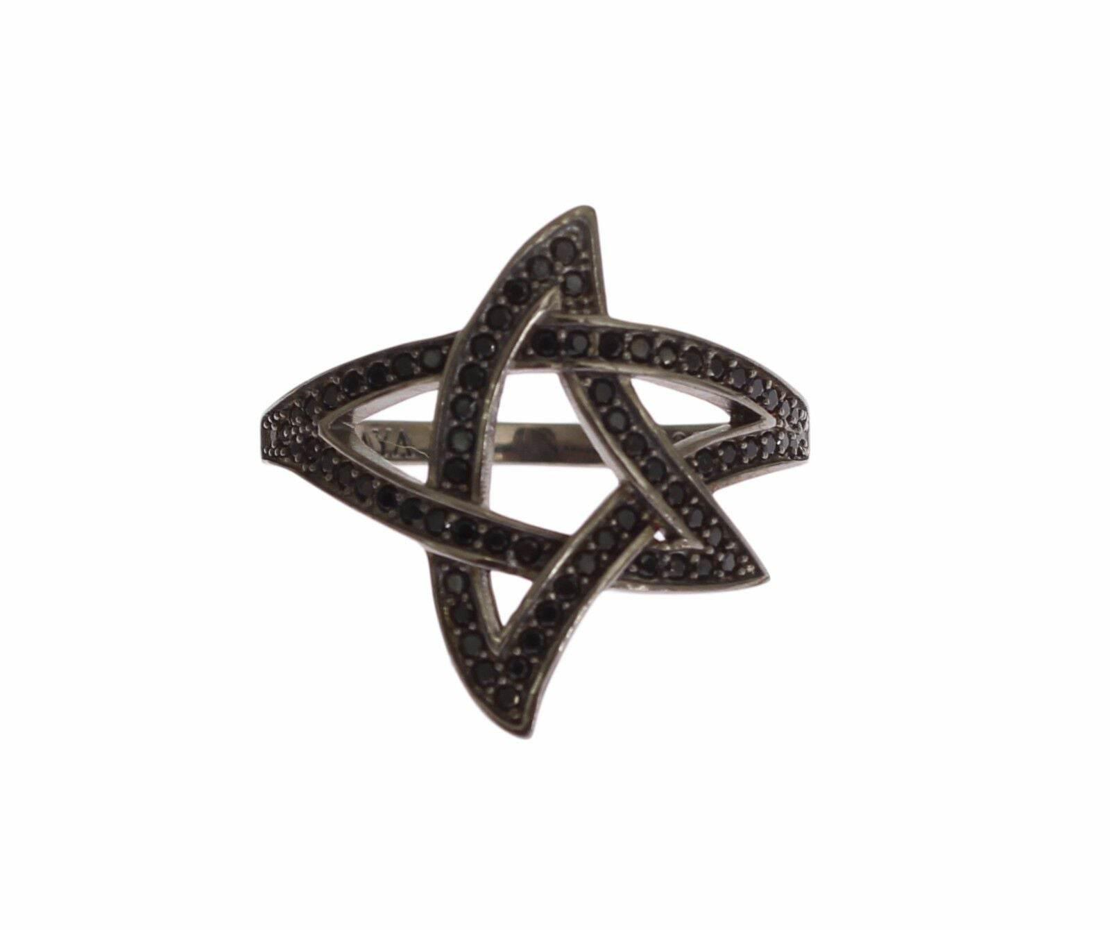 Nialaya Chic Black Rhodium Silver CZ Crystal Ring - Hilstor