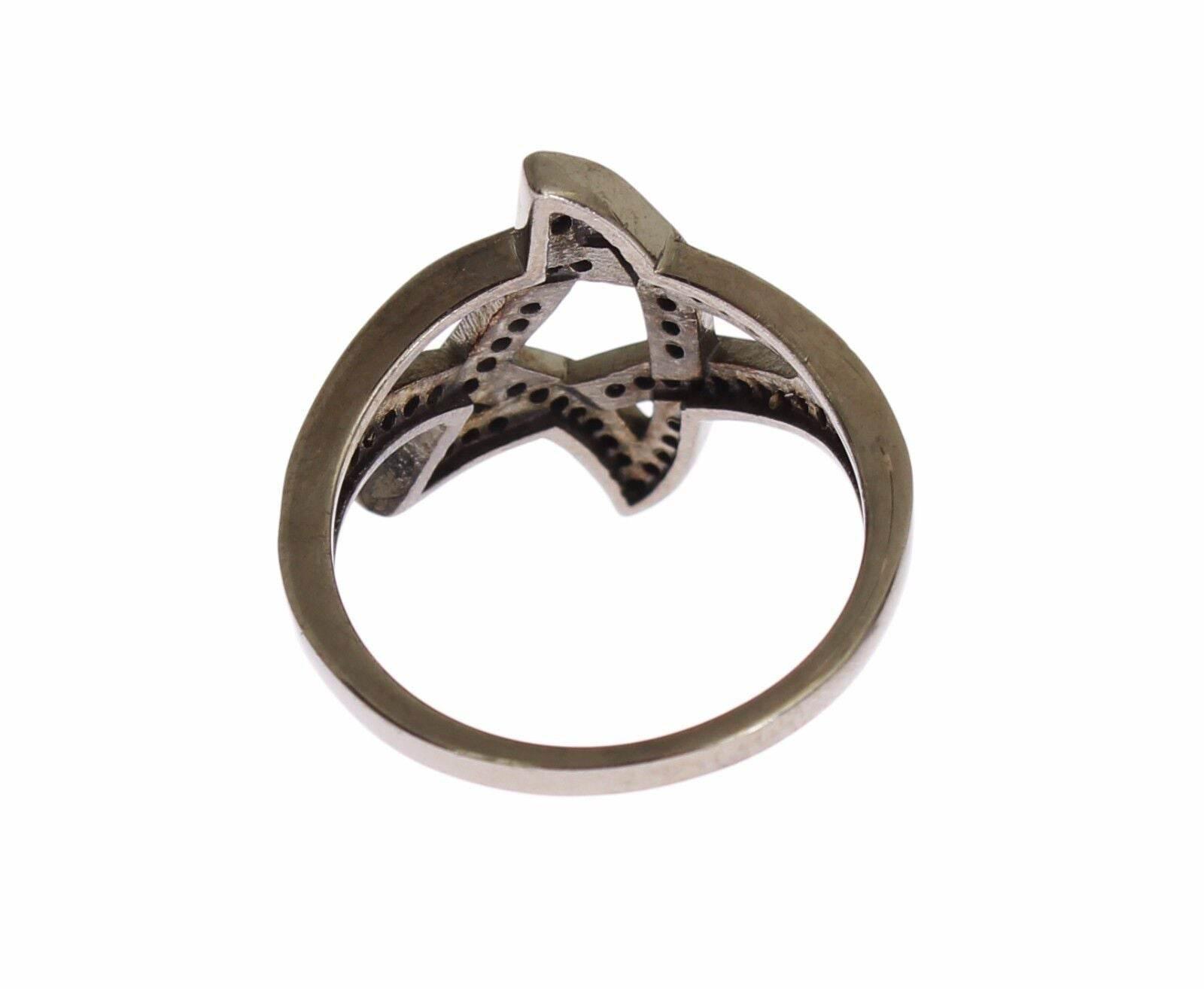Nialaya Chic Black Rhodium Silver CZ Crystal Ring - Hilstor