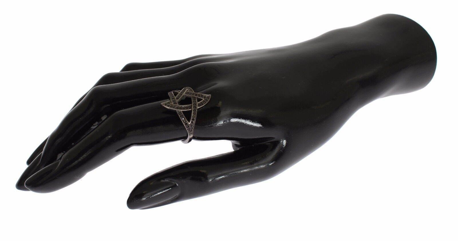 Nialaya Chic Black Rhodium Silver CZ Crystal Ring - Hilstor