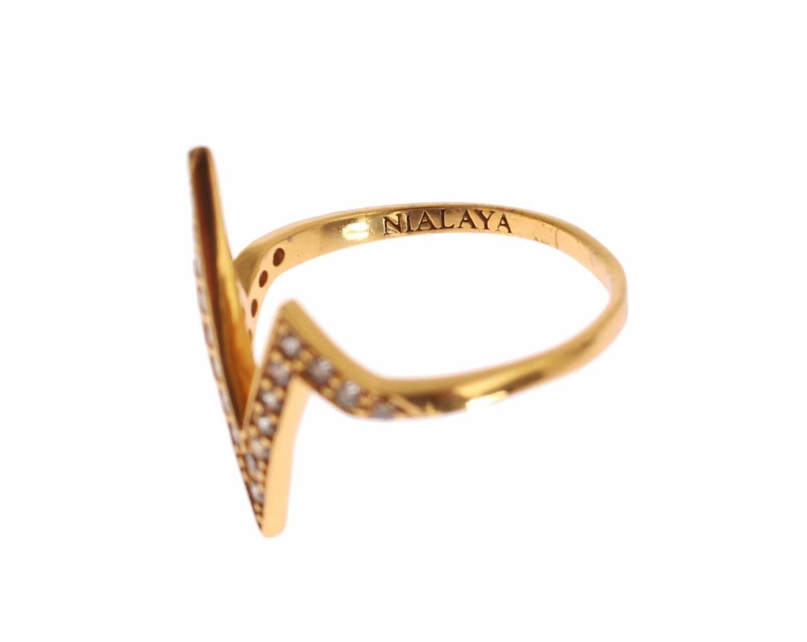 Nialaya Glamorous Gold Plated Sterling Silver Ring - Hilstor