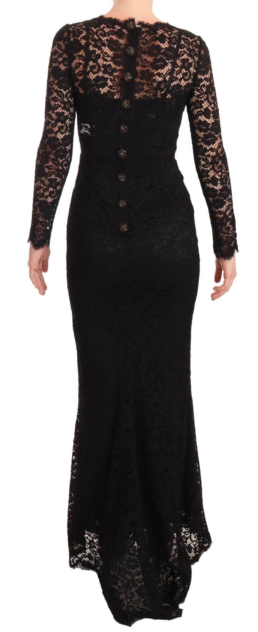 Dolce & Gabbana Black Cotton Lace Mermaid Long Sleeves Dress - Hilstor