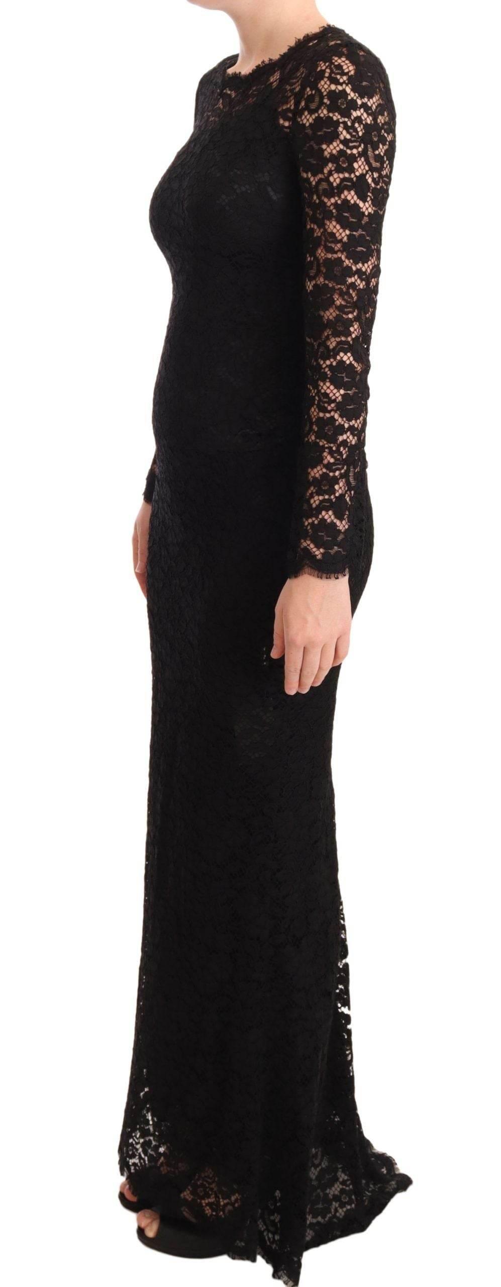 Dolce & Gabbana Black Cotton Lace Mermaid Long Sleeves Dress - Hilstor