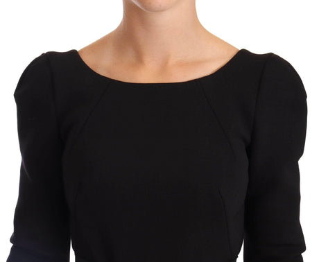 Dolce & Gabbana Black Wool Stretch Sheath Open Back Dress - Hilstor