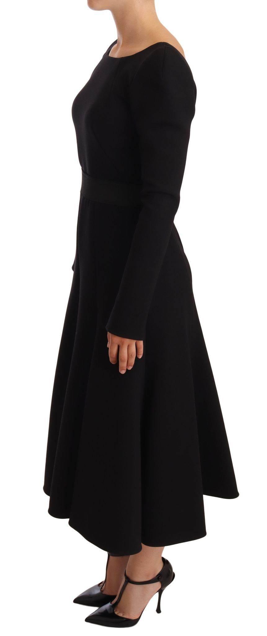 Dolce & Gabbana Black Wool Stretch Sheath Open Back Dress - Hilstor