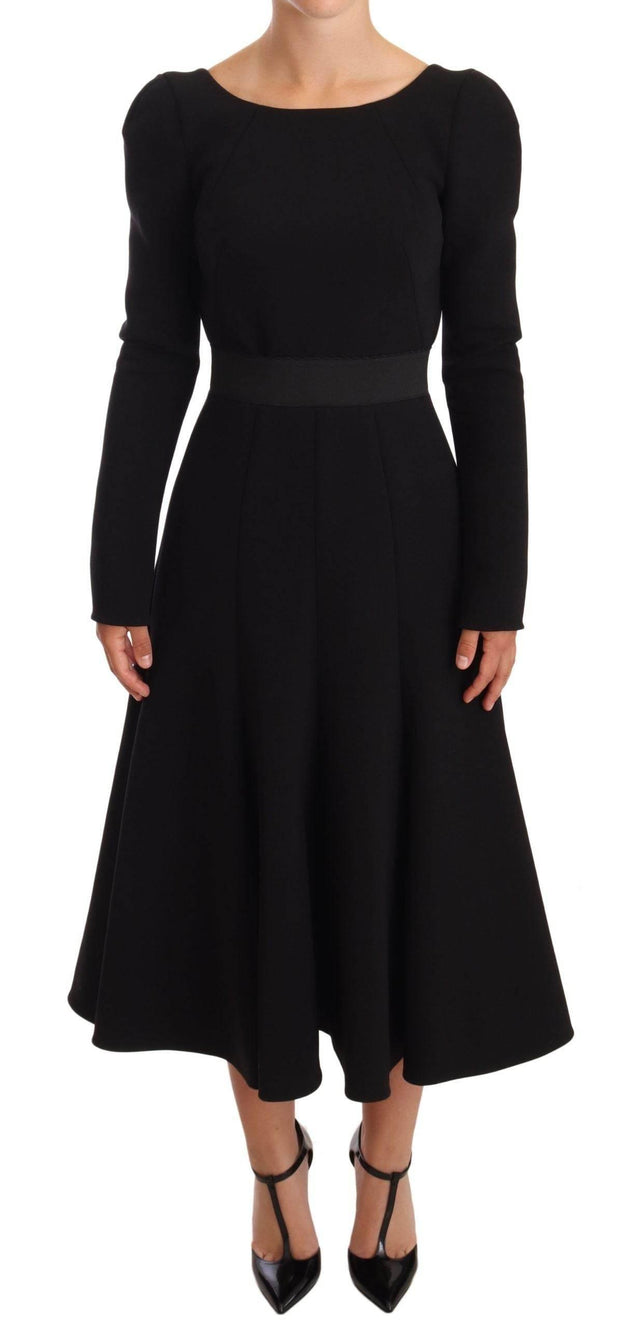 Dolce & Gabbana Black Wool Stretch Sheath Open Back Dress - Hilstor