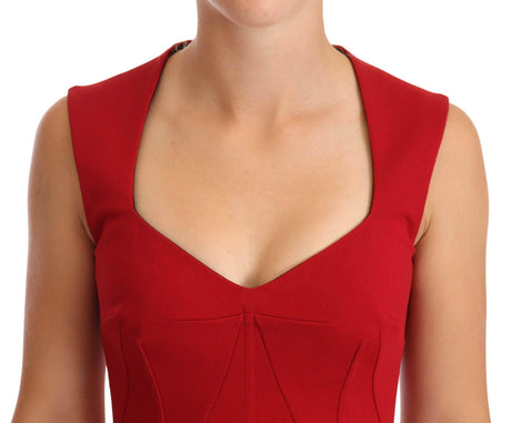 Dolce & Gabbana Elegant Sweetheart Midi Dress in Red - Hilstor