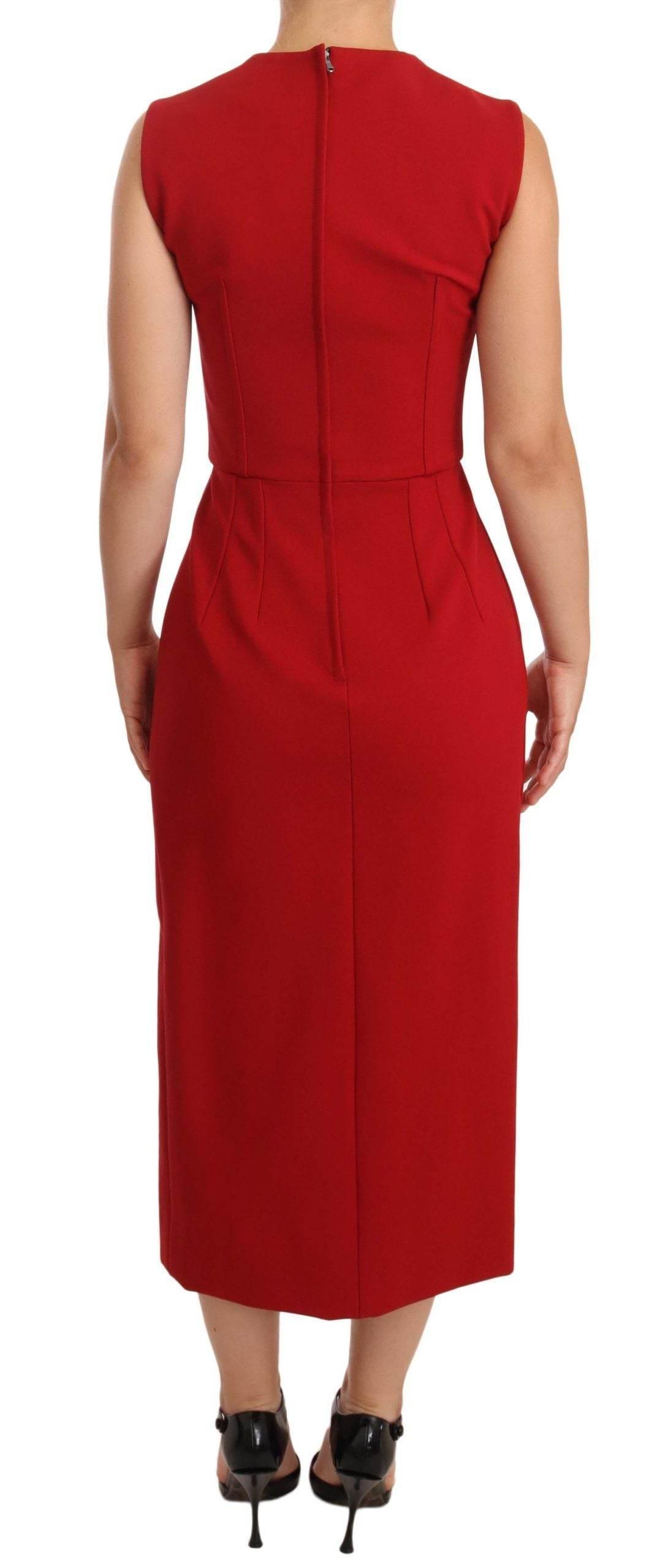 Dolce & Gabbana Elegant Sweetheart Midi Dress in Red - Hilstor