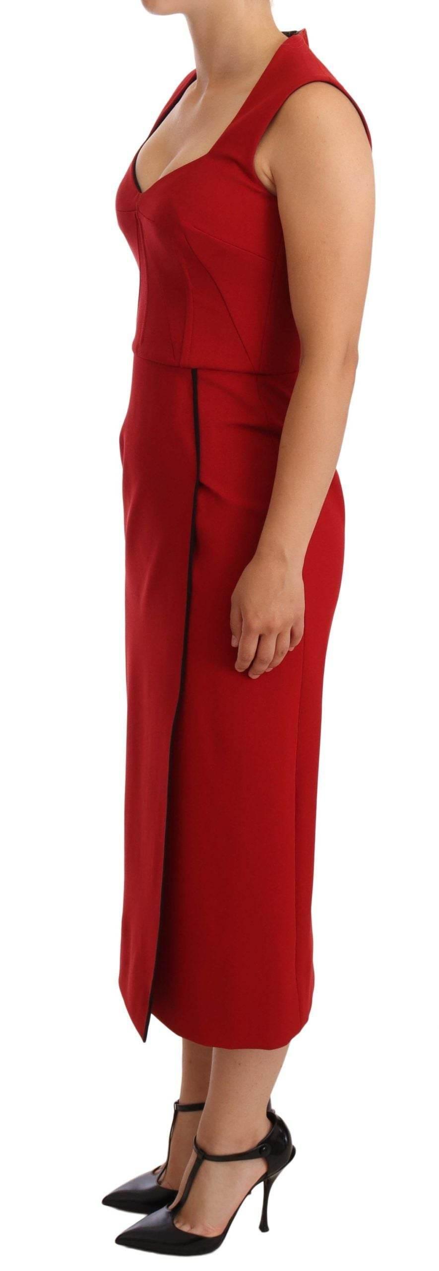 Dolce & Gabbana Elegant Sweetheart Midi Dress in Red - Hilstor
