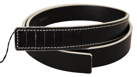 Costume National Chic Black Leather Fashion Belt with White Accents - Hilstor