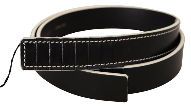 Costume National Chic Black Leather Fashion Belt with White Accents - Hilstor